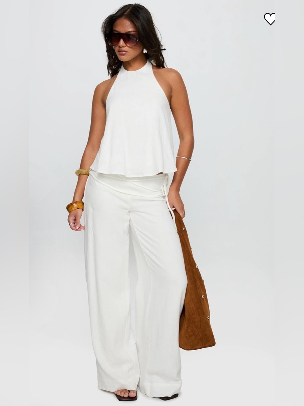 Princess Polly Silver moon Linen Blend Tie Wide-Leg Pants Size 0 NWOT
